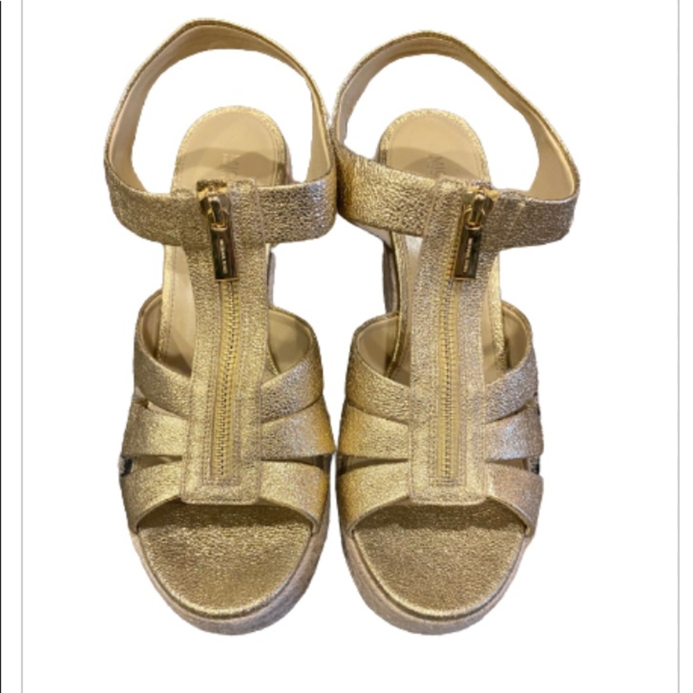 Michael Kors Berkley Gold Wedge Sandal Women’s Size 10